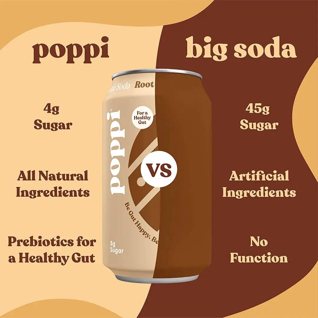 POPPI Sparkling Prebiotic Root Beer Soda
