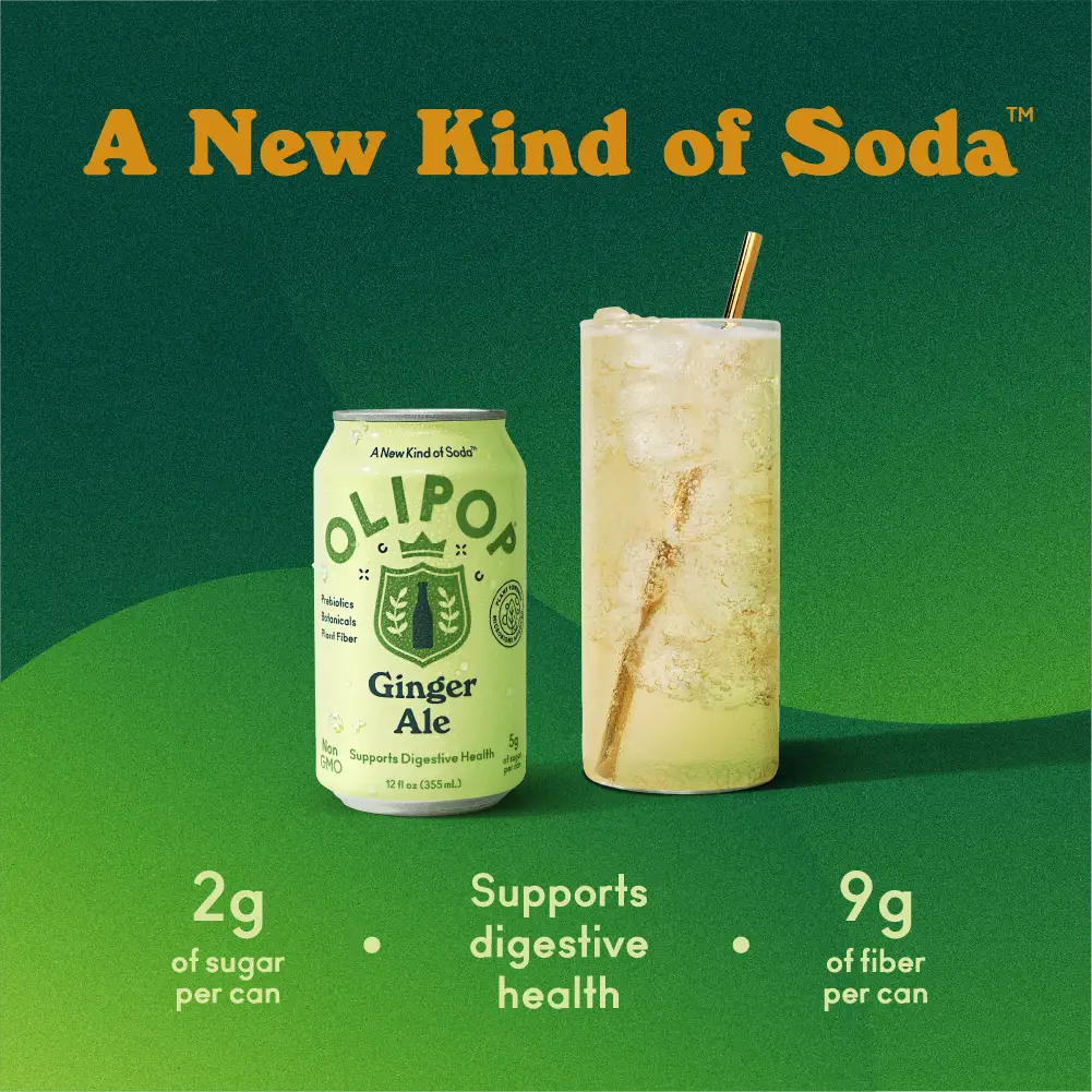 OLIPOP Prebiotic Soda, Ginger Ale