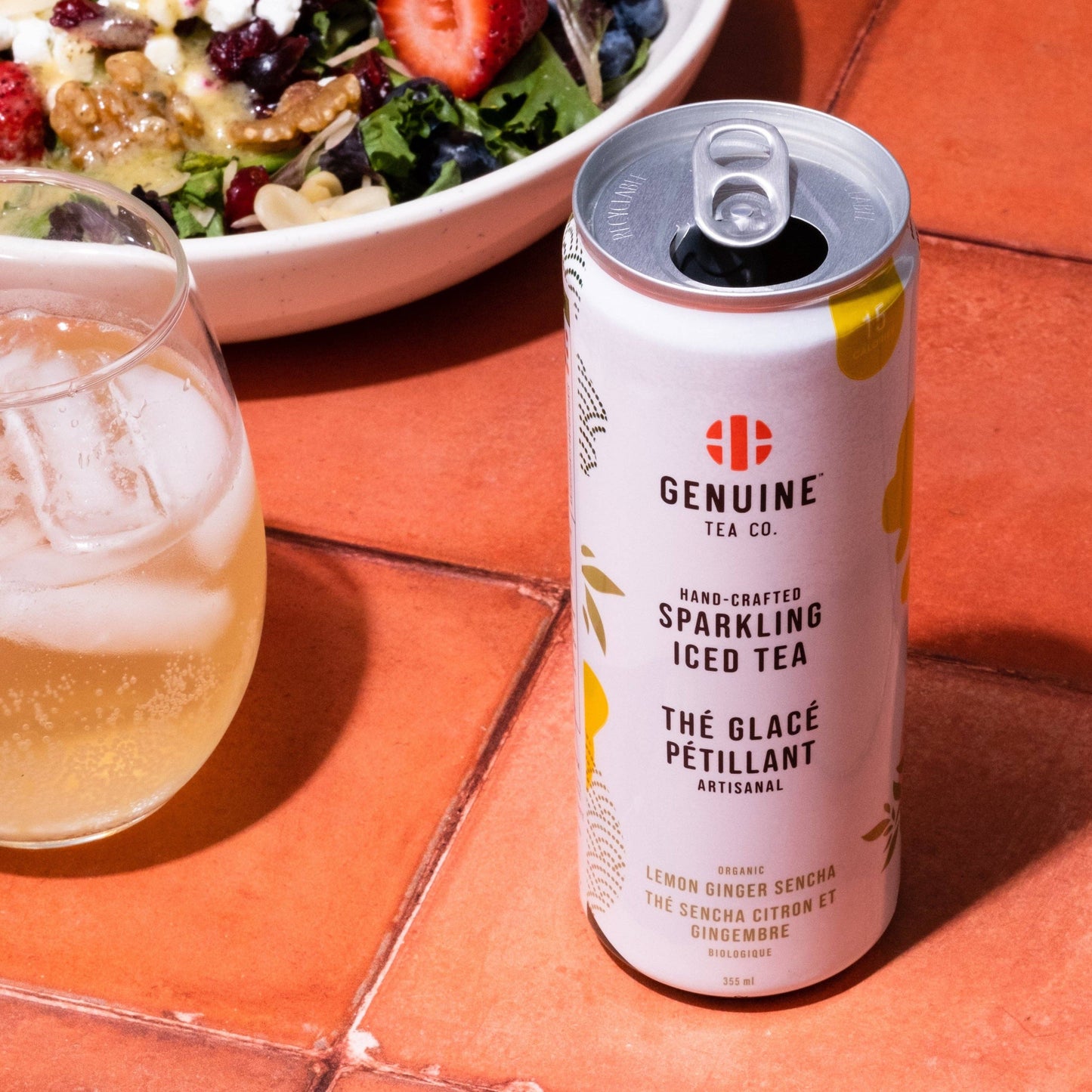 Genuine Tea: Organic Lemon Ginger Sencha Sparkling Iced Tea