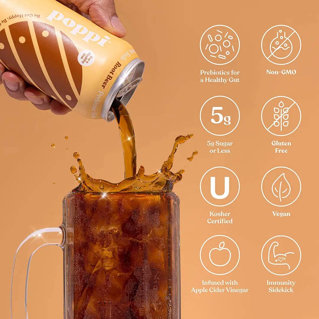 POPPI Sparkling Prebiotic Root Beer Soda