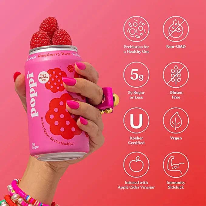 poppi: Sparkling Prebiotic Raspberry Rose Soda