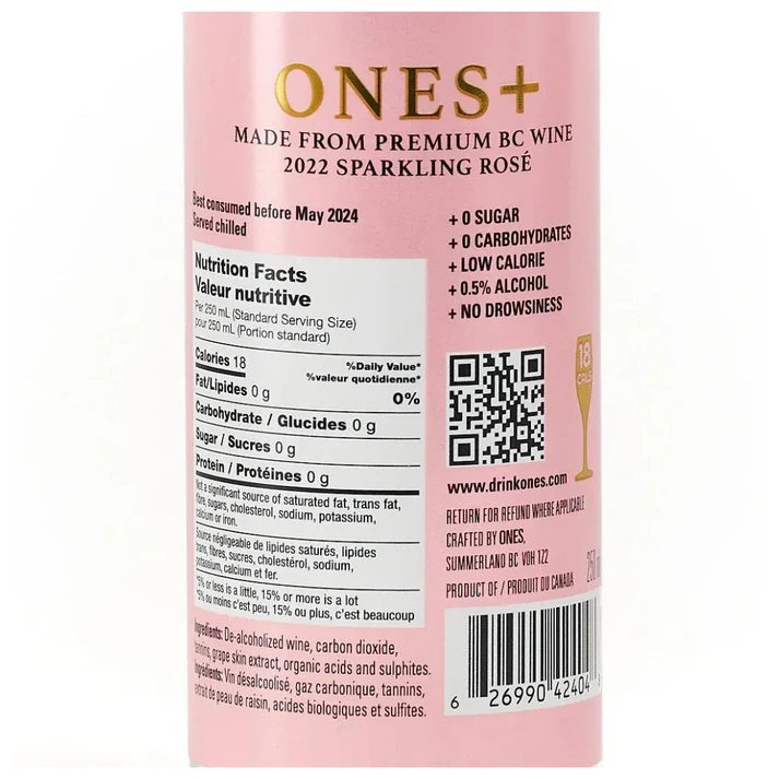 ones+: Sparkling Rose - Sugar-Free (250ml can)