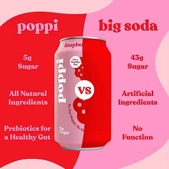 poppi: Sparkling Prebiotic Raspberry Rose Soda