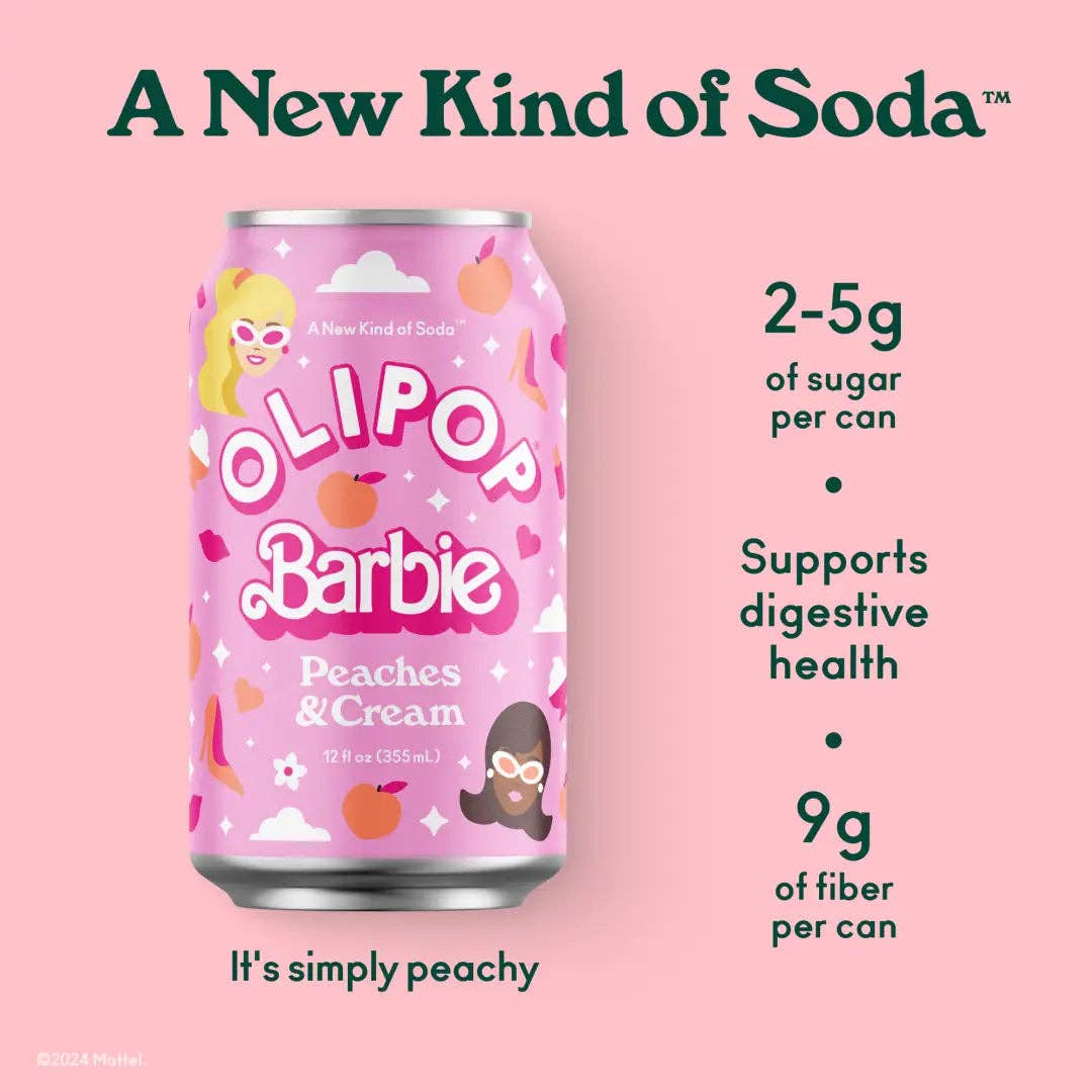 Olipop: Barbie Peaches & Cream Prebiotic Soda